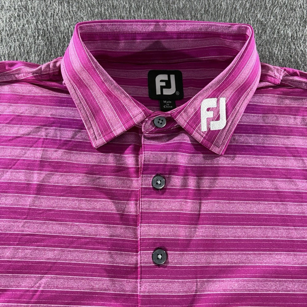 FootJoy Tour Issue Polo Shirt Mens XL Pink Striped Performance